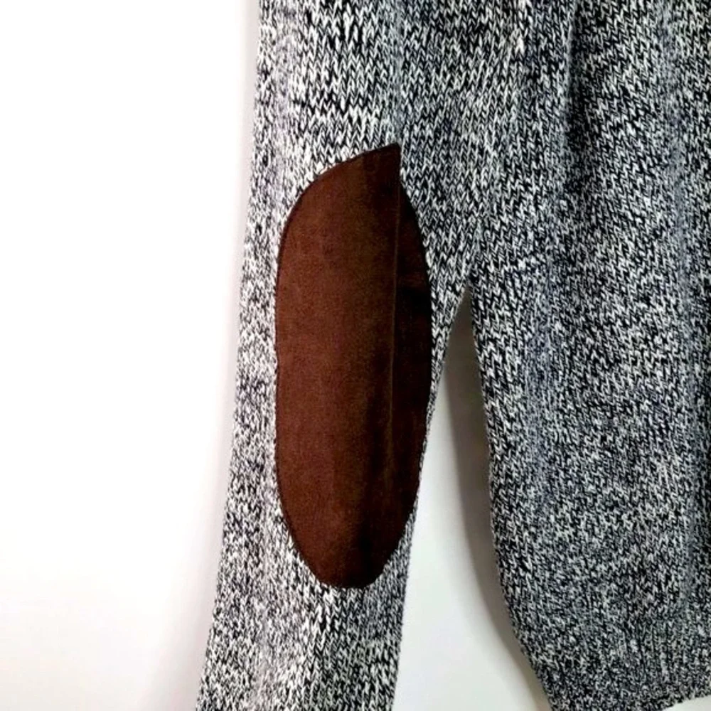 NWT Chaps Twist‎ Knit Mock Neck Sweater Men Two Tone Patch Elbow Preppy  XL